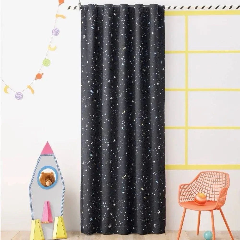 Pillowfort 42x84 Blackout Curtain Panel Beige Mini Stripe Kids Room Window